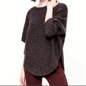 LOU & GREY Boucle Wool Blend Poncho Style Sweater Dark Grey XS/S
